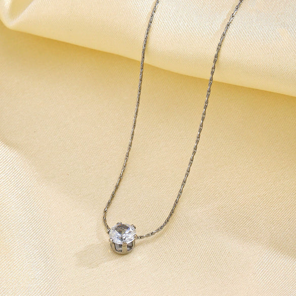 Wholesale Light Luxury Geometric Titanium Steel Diamond Pendant Necklace For Women With Electroplating