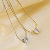 Wholesale Light Luxury Geometric Titanium Steel Diamond Pendant Necklace For Women With Electroplating