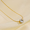 Wholesale Light Luxury Geometric Titanium Steel Diamond Pendant Necklace For Women With Electroplating