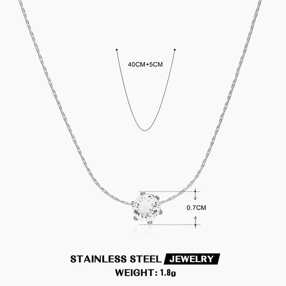 Wholesale Light Luxury Geometric Titanium Steel Diamond Pendant Necklace For Women With Electroplating