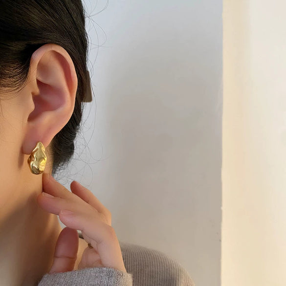 Wholesale Light Luxury Geometric Titanium Steel Electroplated Earrings For Women
