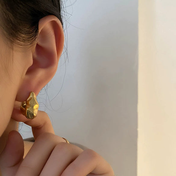 Wholesale Light Luxury Geometric Titanium Steel Electroplated Earrings For Women