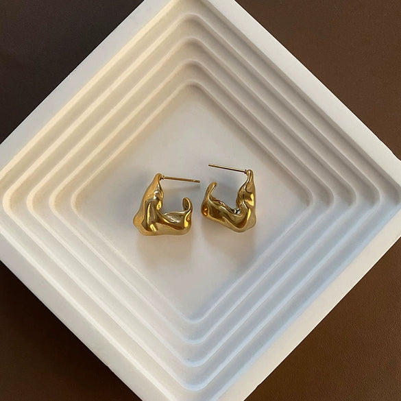 Wholesale Light Luxury Geometric Titanium Steel Electroplated Earrings For Women