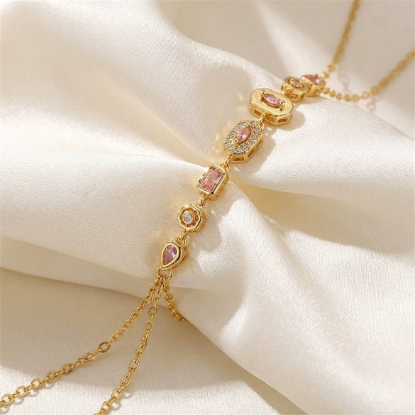 Wholesale Light Luxury Geometric Titanium Steel Electroplated Finger Chain And Tassel Bracelet For Women