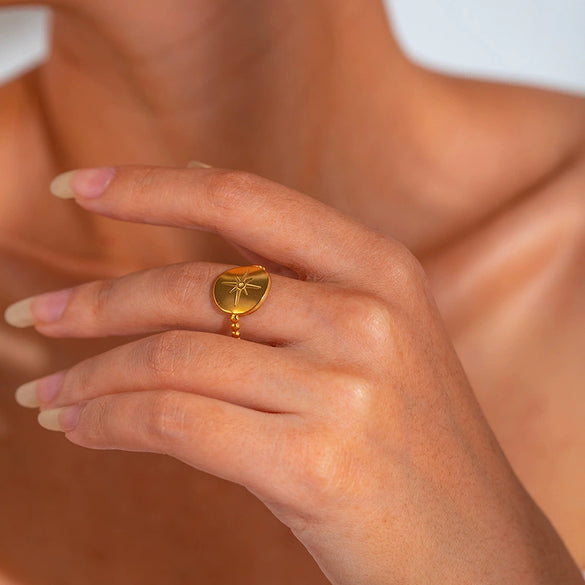Wholesale Light Luxury Geometric Titanium Steel Electroplated Irregular Multi Layer Women's Ring