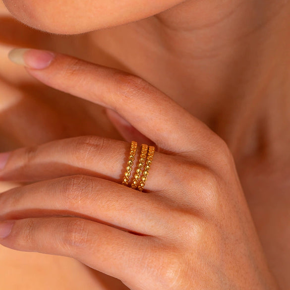 Wholesale Light Luxury Geometric Titanium Steel Electroplated Irregular Multi Layer Women's Ring