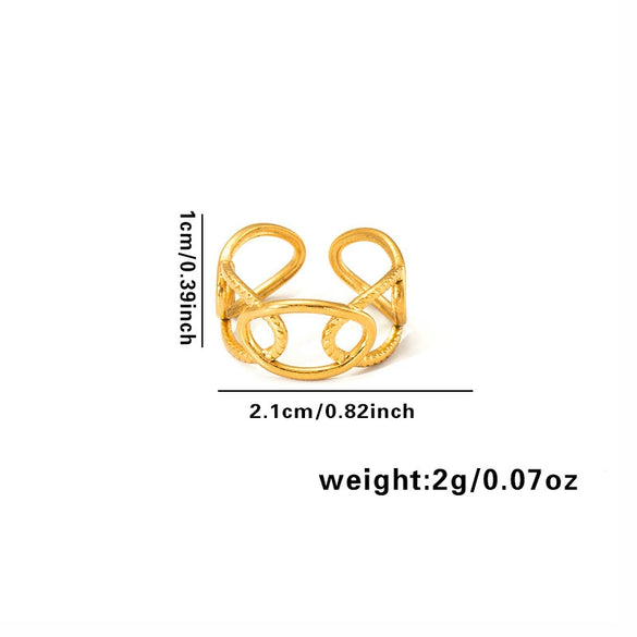 Wholesale Light Luxury Geometric Titanium Steel Electroplated Irregular Multi Layer Women's Ring