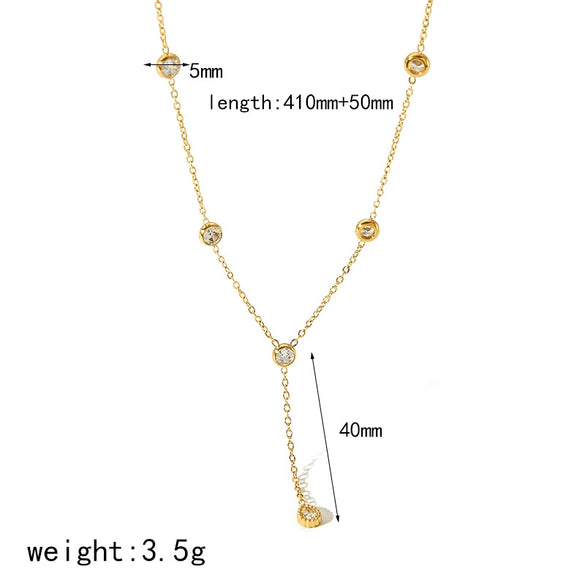 Wholesale Light Luxury Geometric Titanium Steel 18K Gold Inlaid Zircon And Rhinestone Clavicle Chain Necklace For Women