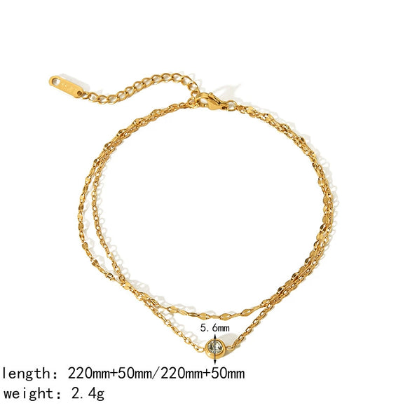 Wholesale Light Luxury Geometric Titanium Steel 18K Gold Inlaid Zircon And Rhinestone Clavicle Chain Necklace For Women
