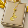 Wholesale Light Luxury Geometric Titanium Steel 18K Real Gold Plated Butterfly Necklace For Women