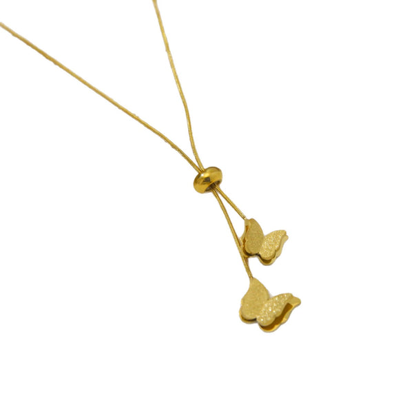 Wholesale Light Luxury Geometric Titanium Steel 18K Real Gold Plated Butterfly Necklace For Women