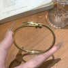 Wholesale Light Luxury Geometric Titanium Steel Round Bead Stud Clasp Bracelet Finely Polished Vacuum Electroplated Waterproof