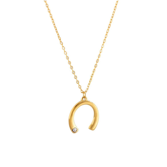 Wholesale Light Luxury Geometric Ushape Electroplated Titanium Steel Pendant Necklace For Women
