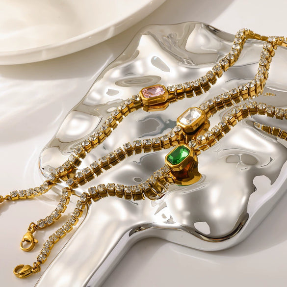 Wholesale Light Luxury Geometric Vacuum Plated Stainless Steel Women's Bracelet