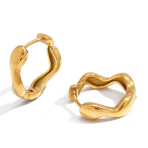 Wholesale Light Luxury Geometric Wave Stainless Steel Electroplated Women's Earrings