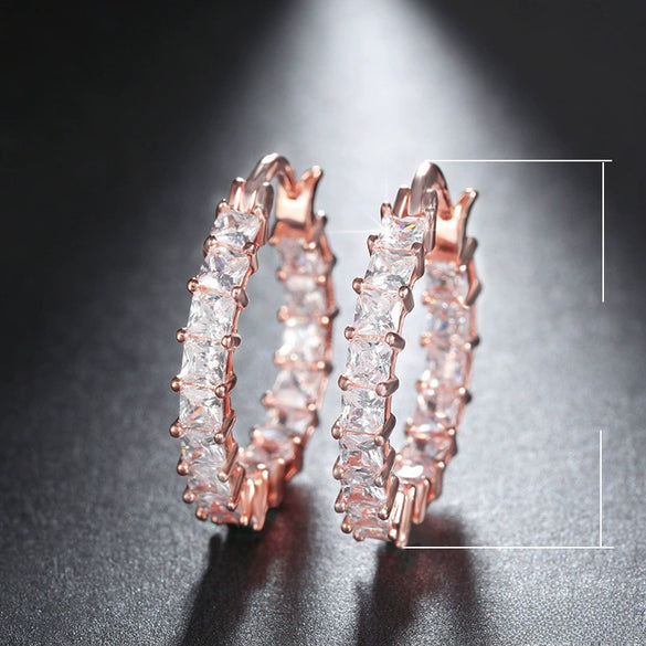 Wholesale Light Luxury Geometric Zircon Inlaid Copper Gold Plated Women's Earrings