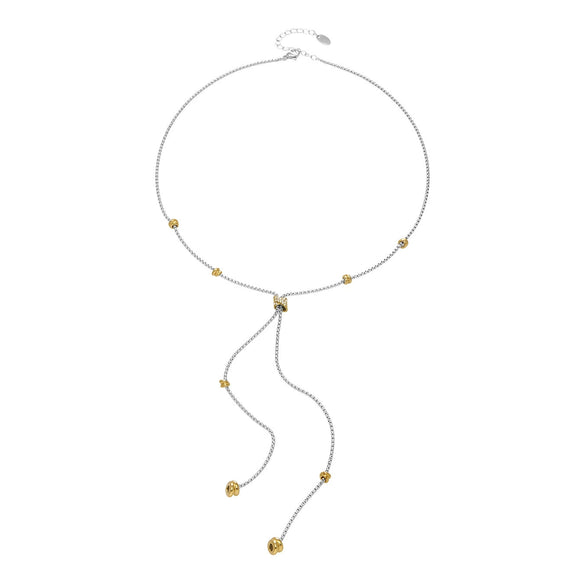 Wholesale Light Luxury Geometric Zircon Inlaid Stainless Steel Pullout Necklace For Women