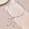 Wholesale Light Luxury Geometric Zircon Inlaid Stainless Steel Pullout Necklace For Women