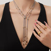 Wholesale Light Luxury Geometric Zircon Inlaid Stainless Steel Pullout Necklace For Women
