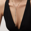 Wholesale Light Luxury Geometric Zircon Inlaid Stainless Steel Pullout Necklace For Women