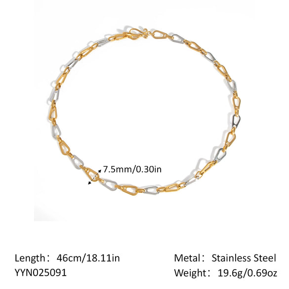 Wholesale Light Luxury Gold And Silver Color Matching Necklace Bracelet Suit In Geometric Style Made Of Stainless Steel With Pvd Furnace Vacuum Real Gold Plating