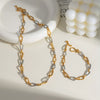 Wholesale Light Luxury Gold And Silver Color Matching Necklace Bracelet Suit In Geometric Style Made Of Stainless Steel With Pvd Furnace Vacuum Real Gold Plating