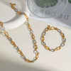 Wholesale Light Luxury Gold And Silver Color Matching Necklace Bracelet Suit In Geometric Style Made Of Stainless Steel With Pvd Furnace Vacuum Real Gold Plating