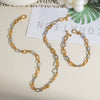 Wholesale Light Luxury Gold And Silver Color Matching Necklace Bracelet Suit In Geometric Style Made Of Stainless Steel With Pvd Furnace Vacuum Real Gold Plating