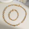 Wholesale Light Luxury Gold And Silver Color Matching Necklace Bracelet Suit In Geometric Style Made Of Stainless Steel With Pvd Furnace Vacuum Real Gold Plating