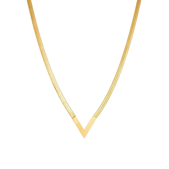 Wholesale Light Luxury Gold Plated Heart Shape Stainless Steel Blade Chain Necklace For Women