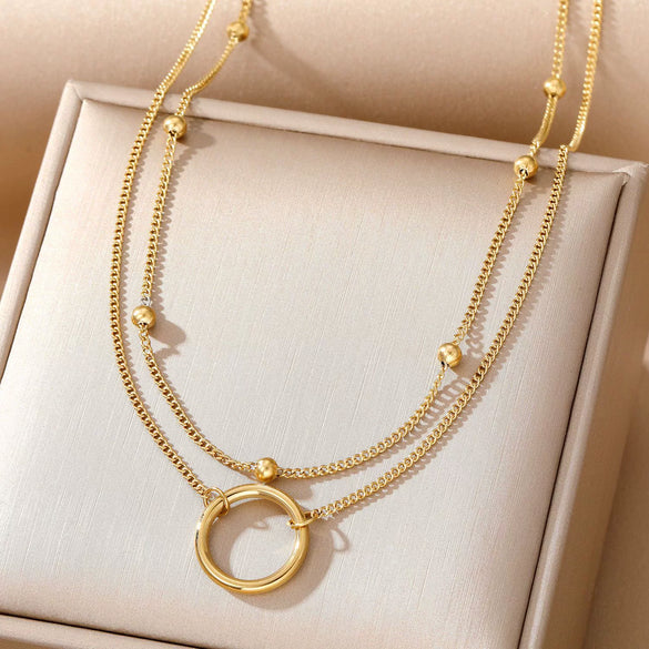 Wholesale Light Luxury Goldplated Stainless Steel Insectpatterned Ochain Necklace
