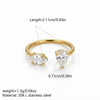 Wholesale Light Luxury Green Zircon Open Ring Water Drop Design Titanium Steel Electroplated Minimalist Style