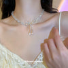 Wholesale Light Luxury Handmade Crystal Bow Clavicle Chain Necklace For Women