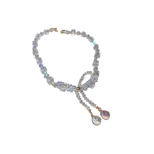 Wholesale Light Luxury Handmade Crystal Bow Clavicle Chain Necklace For Women