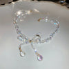 Wholesale Light Luxury Handmade Crystal Bow Clavicle Chain Necklace For Women