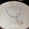 Wholesale Light Luxury Handmade Crystal Bow Clavicle Chain Necklace For Women