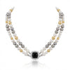 Wholesale Light Luxury Handmade Geometric Fake Pearl Doublelayer Cross Necklace For Women