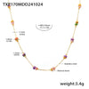 Wholesale Light Luxury Handmade 316L Stainless Steel And Natural Stone Double Layer Stacked Necklace With Electroplating