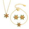 Wholesale Light Luxury Handmade 316L Stainless Steel Inlaid Zircon Snowflake Necklace Bracelet Set With Electroplating