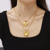 Wholesale Light Luxury Heartshaped Hollow Titanium Steel Pendant Clavicle Chain Necklace Plated 18K Gold For Women