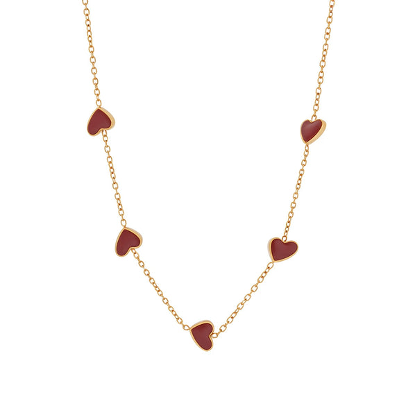 Wholesale Light Luxury Heartshaped Stainless Steel Weight Glaze Clavicle Chain With Electroplating For Women