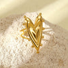 Wholesale Light Luxury Heartshaped Titanium Steel And Stainless Steel Ring With Electroplating For Women