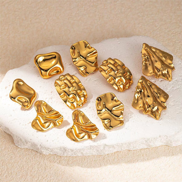 Wholesale Light Luxury High End Asymmetrical Titanium Steel Earrings For Women With Geometric Design And Electroplating Treatment