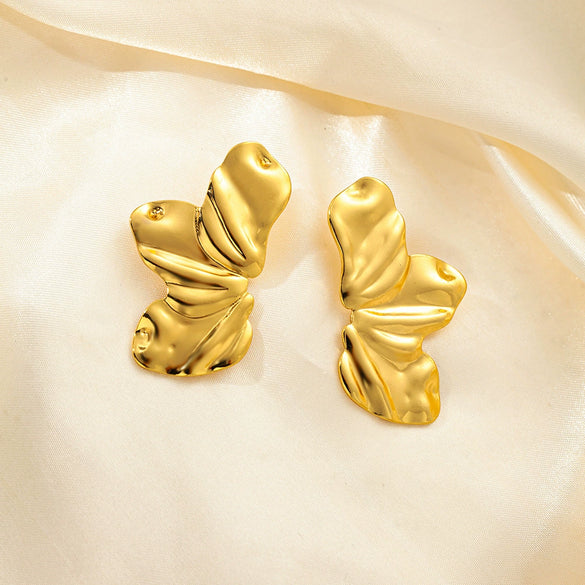 Wholesale Light Luxury High End Asymmetrical Titanium Steel Earrings For Women With Geometric Design And Electroplating Treatment