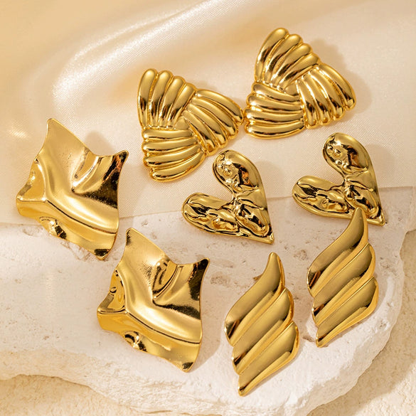 Wholesale Light Luxury High End Asymmetrical Titanium Steel Earrings For Women With Geometric Design And Electroplating Treatment