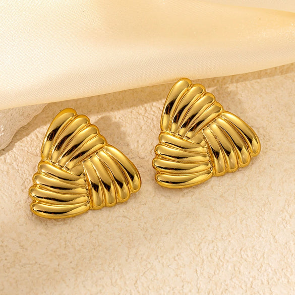 Wholesale Light Luxury High End Asymmetrical Titanium Steel Earrings For Women With Geometric Design And Electroplating Treatment