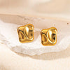 Wholesale Light Luxury High End Asymmetrical Titanium Steel Earrings For Women With Geometric Design And Electroplating Treatment