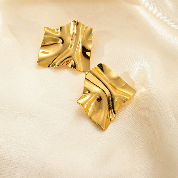 Wholesale Light Luxury High End Asymmetrical Titanium Steel Earrings For Women With Geometric Design And Electroplating Treatment