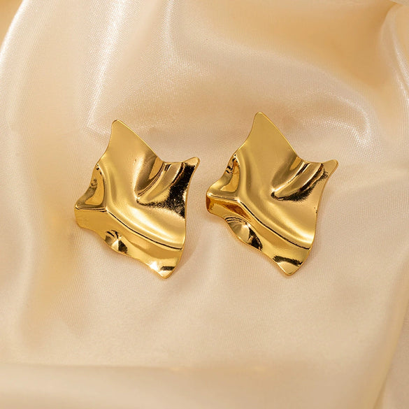 Wholesale Light Luxury High End Asymmetrical Titanium Steel Earrings For Women With Geometric Design And Electroplating Treatment