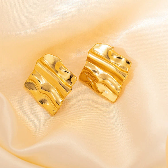 Wholesale Light Luxury High End Asymmetrical Titanium Steel Earrings For Women With Geometric Design And Electroplating Treatment
